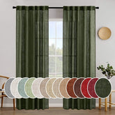 MIULEE Olive Green Linen Curtains 84 Inch Length for Bedroom Living Room, Soft Thick Linen Textured Window Drapes Semi Sheer Light Filtering Back Tab Rod Pocket Burlap Look Christmas Decor, 2 Panels - Miulee